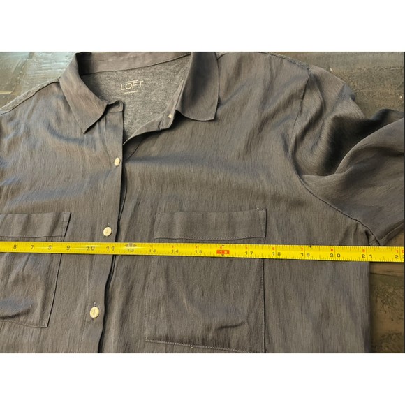 LOFT Mixed Media Long Sleeve Button Up Shirt - Sz L - Picture 8 of 9